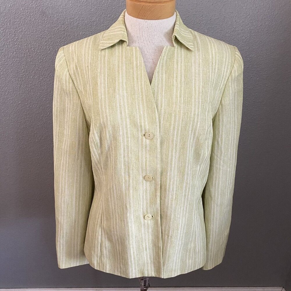 Dressbarn Women's‎ Blazer Size 12 Light Green Padded Shoulders Button Up Lined